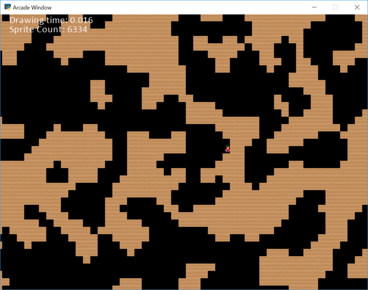 Screen shot of cellular automata to generate caves