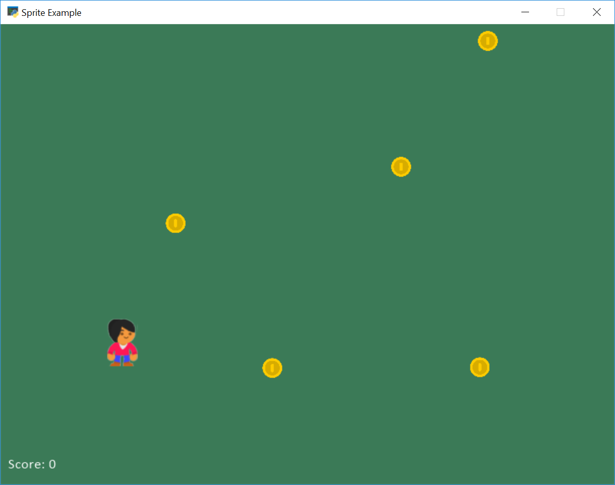 Screen shot of using sprites to collect coins