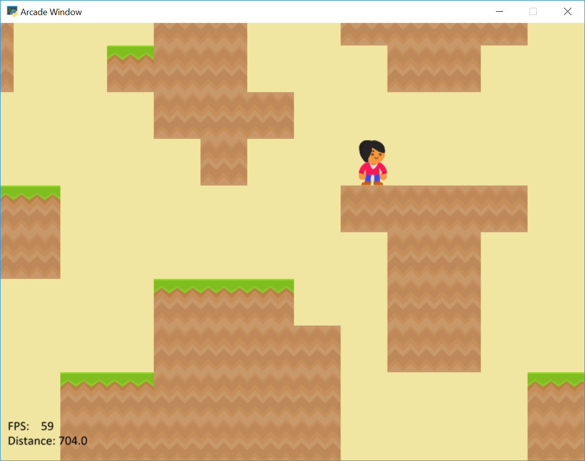 Screenshot of using a larger map created by the Tiled Map Editor