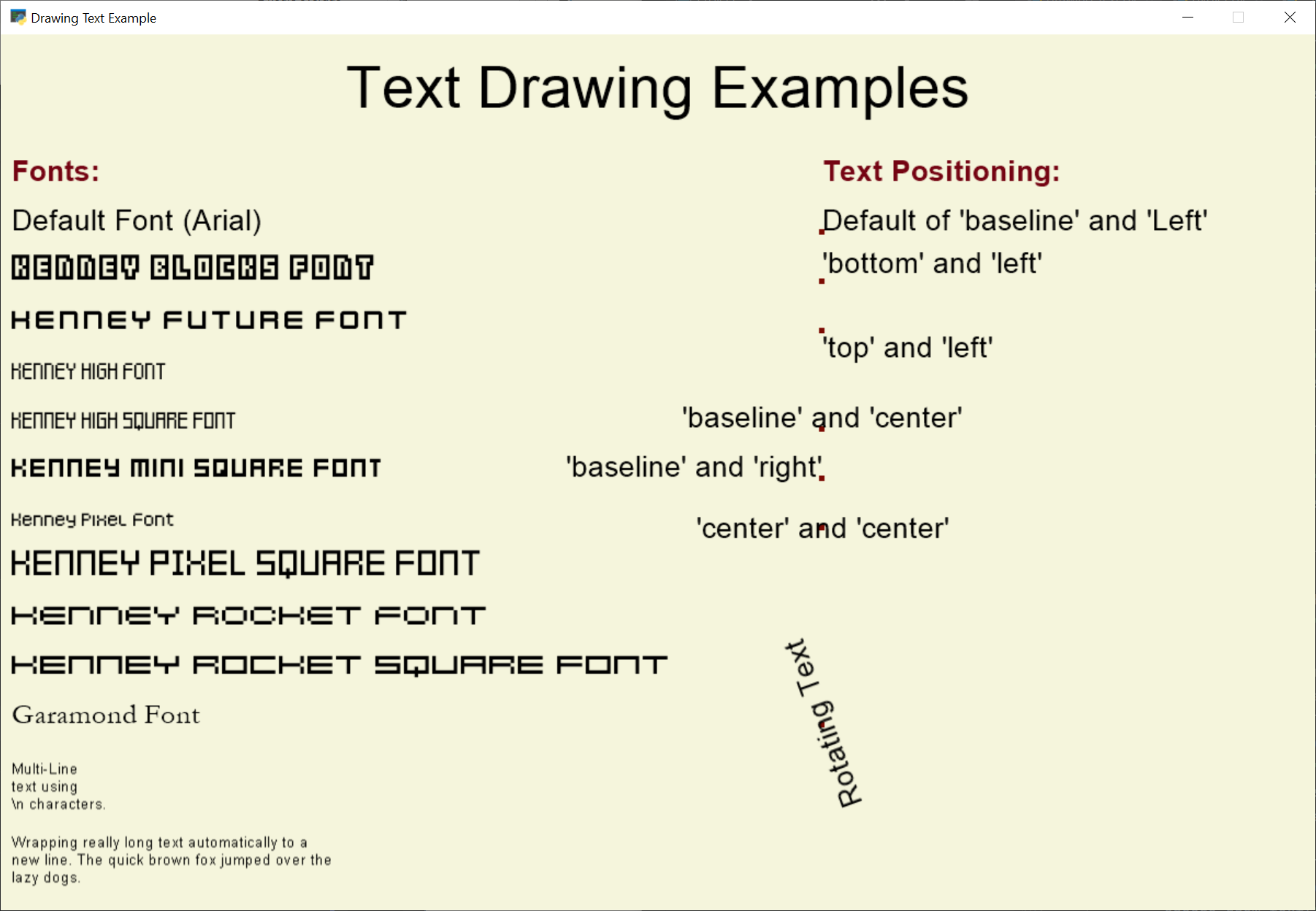 Screenshot of drawing text