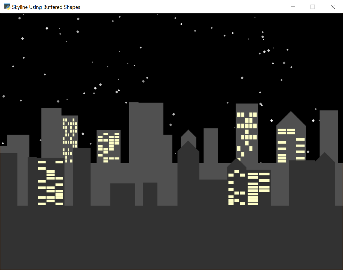 Screenshot of using shape list to create a moving skyline
