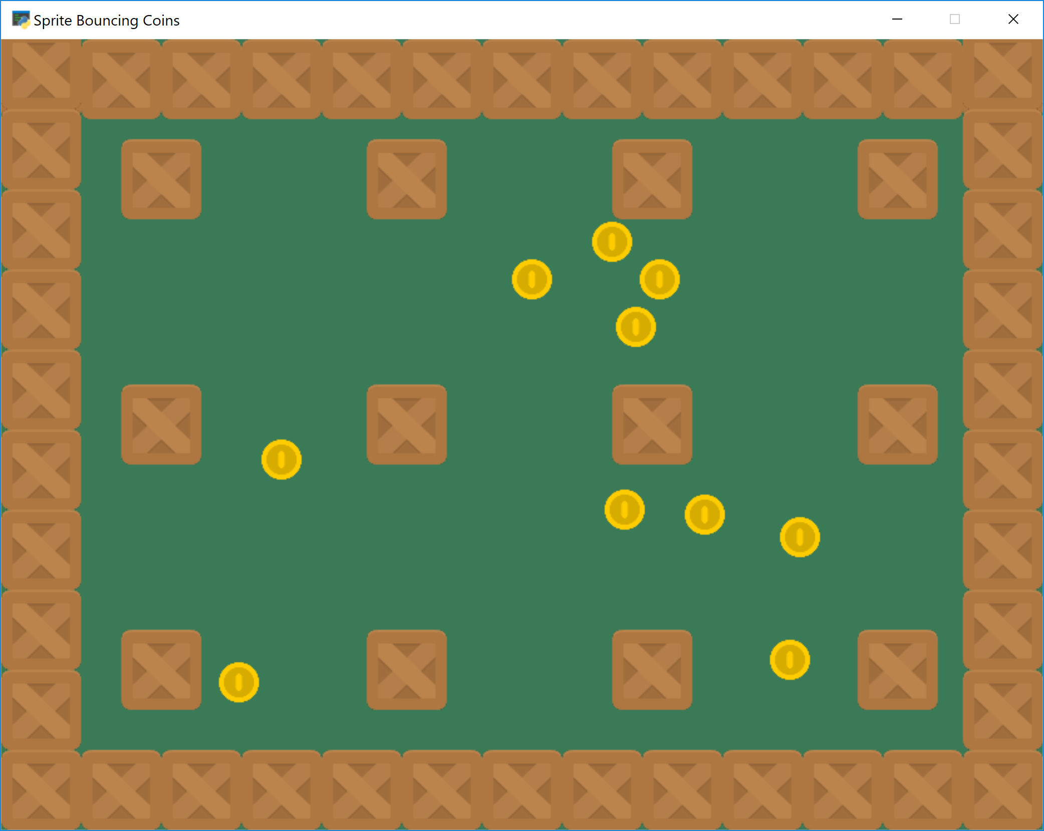 Screen shot of simple bouncing coins