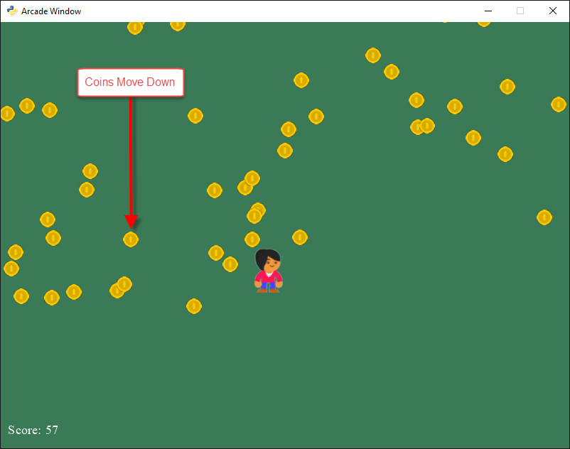 Screenshot of using sprites to collect coins