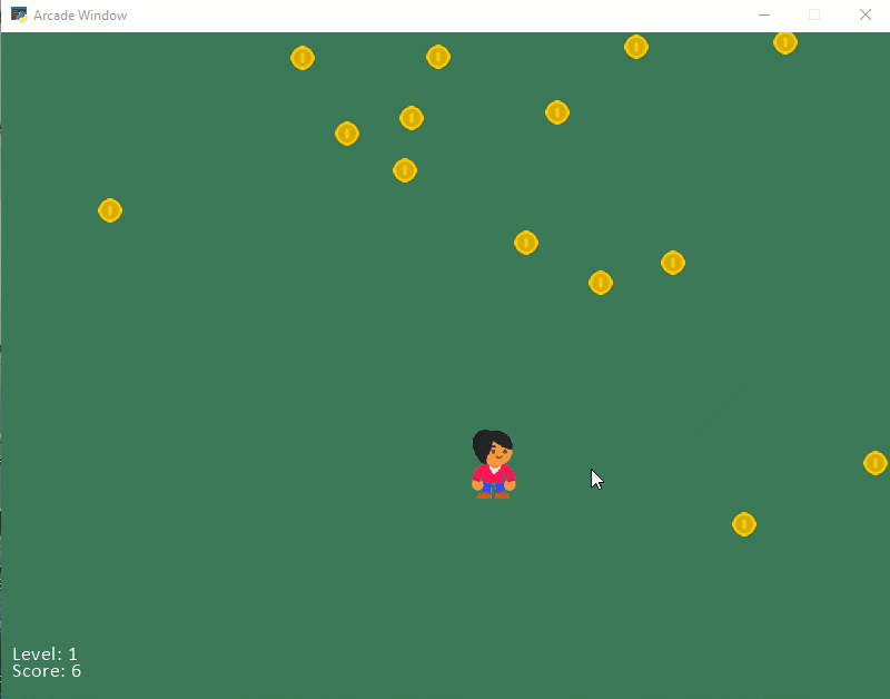 Screenshot of using sprites to collect coins